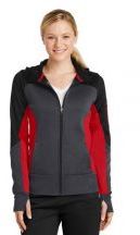 Sport-Tek� Ladies Tech Fleece Colorblock Full-Zip Hooded Jacket